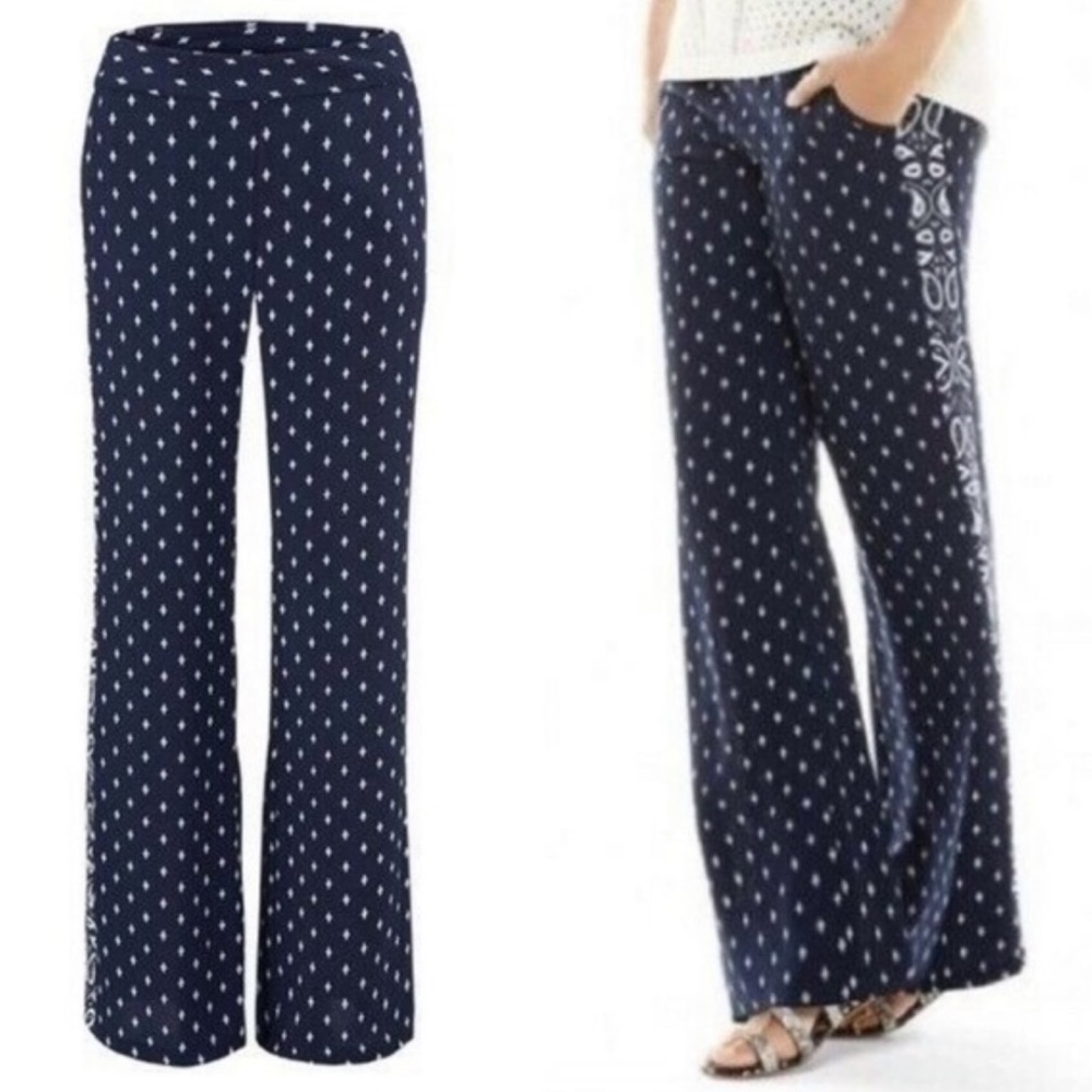 🔥💖 CAbi Track Star Bandana Print Flowy Loose Wide Leg Palazzo Trouser 10